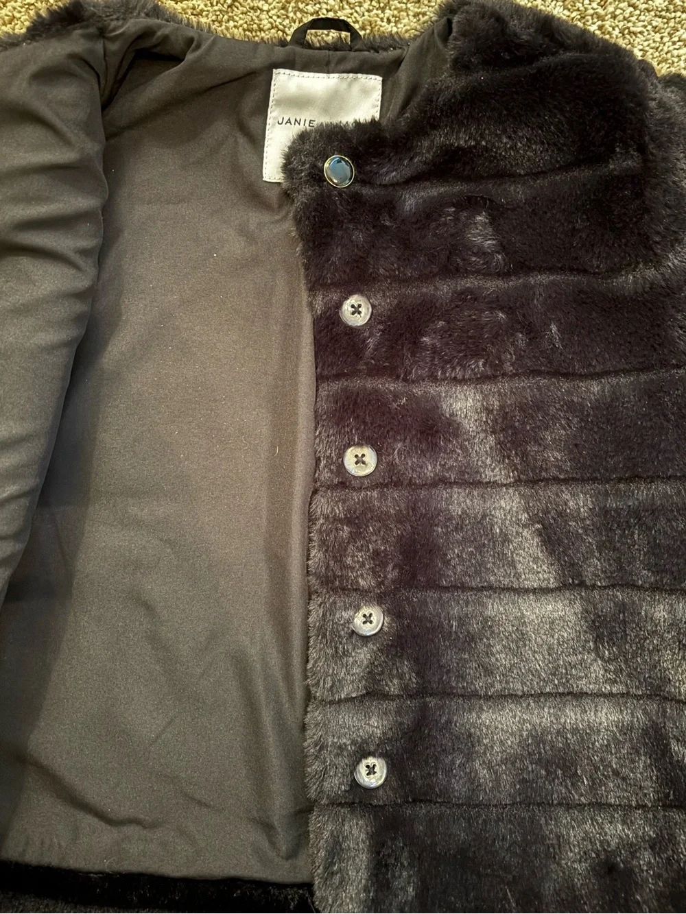 JANIE AND JACK Cropped Faux Fur Coat. Size 7/8.